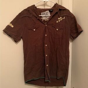 Toxic Waste Brown Button Down Shirt